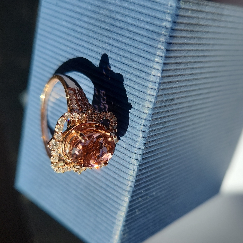 October birthstone!! 14k gold 2.93 carat oval pink tourmaline and diamond ring - Picture 2 of 7